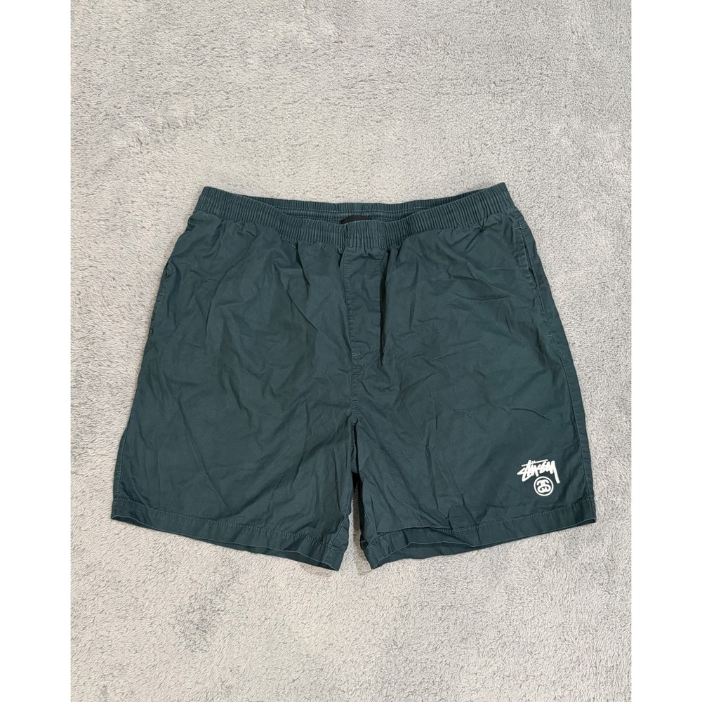 Vintage Stüssy Graffiti Logo Dark Green Streetwear Skate Size 34 Beach Shorts